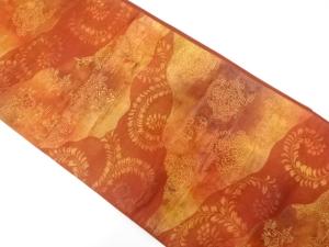 道長取りに花唐草模様織り出し　袋帯